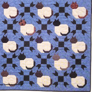 Siamese cats quilt sewing pattern Cat lovers quilting patchwork 49.5 x 49.5 inches Home decor DIY Vintage pattern INSTANT DOWNLOAD Pdf