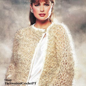 Boho jacket knitting pattern Women's knit coat pattern Vintage 80s top DIY gift 3 sizes INSTANT DOWNLOAD Pdf