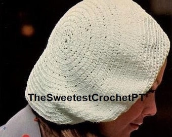 Womens crochet beret Hat pattern Crochet patterns Vintage 70's INSTANT DOWNLOAD PDF