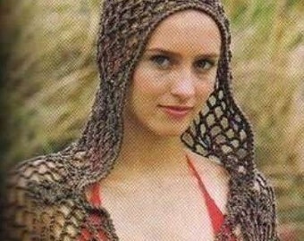 Hooded sweater crochet pattern Mesh lacy cover-up swimwear Crochet tunic Size M Fingering 4 ply Instant download pdf