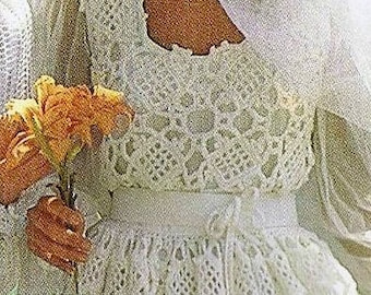 INSTANT DOWNLOAD pdf Crochet Wedding dress pattern Women crochet dress patterns Crochet vintage OFFER Crochet heart ring cushion