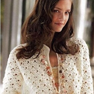 Lacy cardigan crochet pattern Womens crochet jacket pattern 4 sizes: S-1X Worsted 10 ply yarn INSTANT Download Pdf