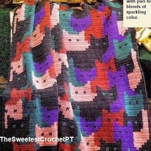 Chistmas Cat blanket crochet pattern Cat afghan Throw Christmas decor DIY Worsted 10 ply medium yarn INSTANT DOWNLOAD Pdf