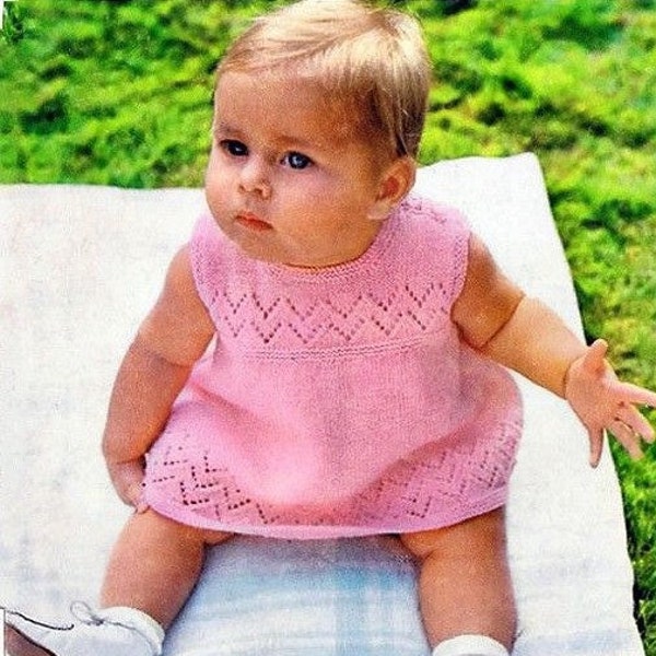 TÉLÉCHARGEMENT IMMÉDIAT Modèle à tricoter de robe pour bébé fille Modèle de robe en dentelle pour bébé