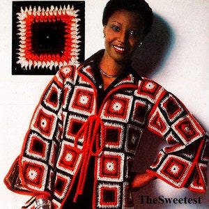 Granny square jacket crochet pattern Womens crochet granny cardigan pattern 3 Sizes S-L Worsted 10 ply yarn INSTANT DOWNLOAD PDF Vintage 70s