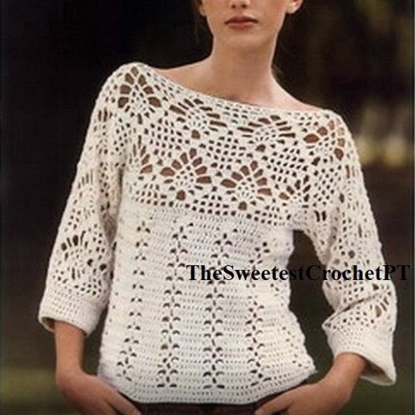 Crochet top pattern Sweater crochet pattern Women lacy pineapple pattern Crochet patterns INSTANT DOWNLOAD PDF