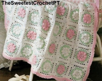 Baby blanket crochet pattern Crochet daisy granny square blanket Crochet flower blanket pattern Daisy blanket Sport yarn INSTANT DOWNLOAD