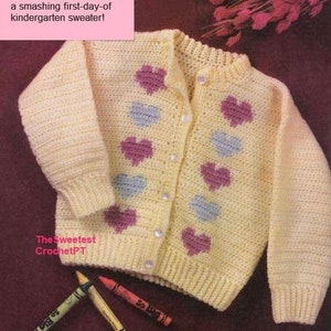 Girls heart cardigan crochet pattern Child crochet sweater pattern  3 Sizes Sport weight yarn INSTANT DOWNLOAD PDF
