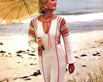 Crochet dress pattern Long Maxi Summer dress pattern Vintage 70s 3 Sizes INSTANT DOWNLOAD PDF