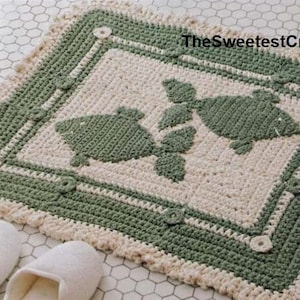 Bathroom rug crochet pattern with fish motifs Crochet mat pattern Home decor Worsted 10 ply yarn INSTANT DOWNLOAD PDF