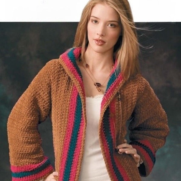 SHAWL COLLAR COAT crochet pattern Womens jacket pattern Bulky yarn 3 Sizes Instant download Pdf