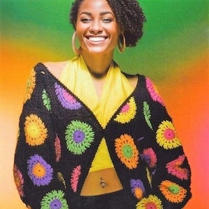 Womens Granny squares jacket crochet pattern Crochet granny cardigan pattern  Bust 34-36 inches Worsted yarn INSTANT DOWNLOAD PDF