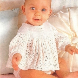 Baby angel top knitting pattern Baby lacy dress Tunic pattern Vintage patterns 3 sizes 0 to 12 months 3 ply yarn INSTANT DOWNLOAD Pdf