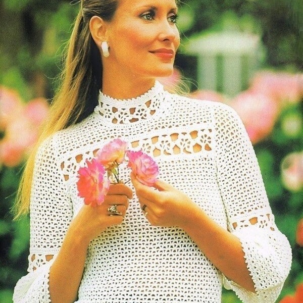 Womens crochet top pattern Crochet victorian blouse Sweater crochet pattern Bust 32-38 inch