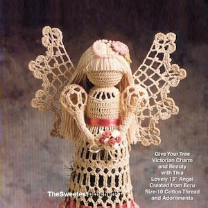 Christmas angel tree topper crochet pattern Christmas tree decor Thread 10 Vintage 90s INSTANT DOWNLOAD Pdf