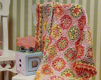 INSTANT DOWNLOAD PDF Granny square Afghan blanket pattern Afeghan crochet patterns Quilt Throw Crochet home decor Vintage
