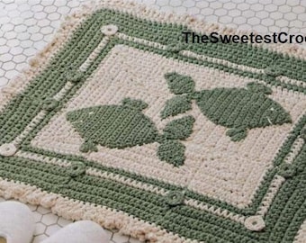 Bathroom rug crochet pattern with fish motifs Crochet mat pattern Home decor Worsted 10 ply yarn INSTANT DOWNLOAD PDF