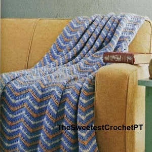 Riple blanket crochet pattern Afghan Throw Crochet home decor DIY INSTANT DOWNLOAD Pdf