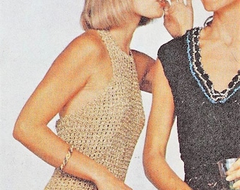 INSTANT DOWNLOAD PDF Crochet long dress women pattern Crochet halter necked summer dress pattern Crochet patterns Vintage patterns