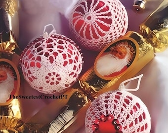 Christmas balls crochet patterns DIY Holidays Christmas tree decor Thread 10 INSTANT DOWNLOAD Pdf