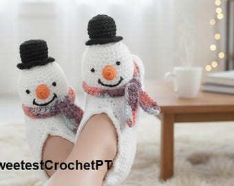 Christmas snowmen slippers crochet pattern Holiday Xmas Gifts DIY Worsted 10 ply yarn INSTANT DOWNLOAD Pdf