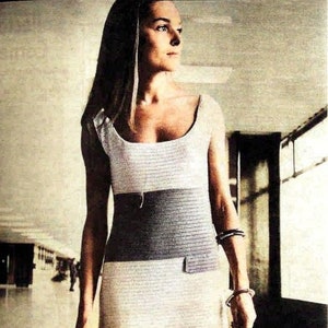 Padrão de vestido de crochê feminino sem mangas vestido de duas cores padrão de crochê vintage diy download instantâneo pdf