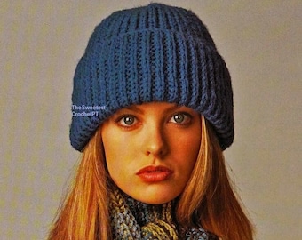 Womens beanie hat knitting pattern Knitting patterns Worsted 10 ply yarn INSTANT DOWWLOAD PDF