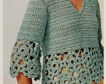 INSTANT DOWNLOAD PDF Crochet top pattern Lacy sweater crochet pattern Women Medallions granny Crochet patterns