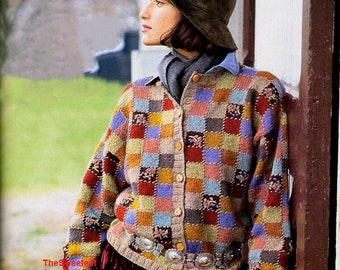 Patchwork Oversized Cardigan Knitting Pattern Womens Knitted