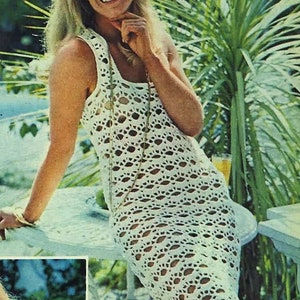 INSTANT DOWNLOAD PDF Crochet dress pattern Short or maxi dress pattern Beachwear Crochet long dress Crochet lacy dress Vintage