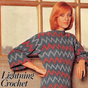 Fair Isle sweater crochet pattern Womens oversized crochet top pattern Vintage 70&#39;s INSTANT DOWNLOAD PDF
