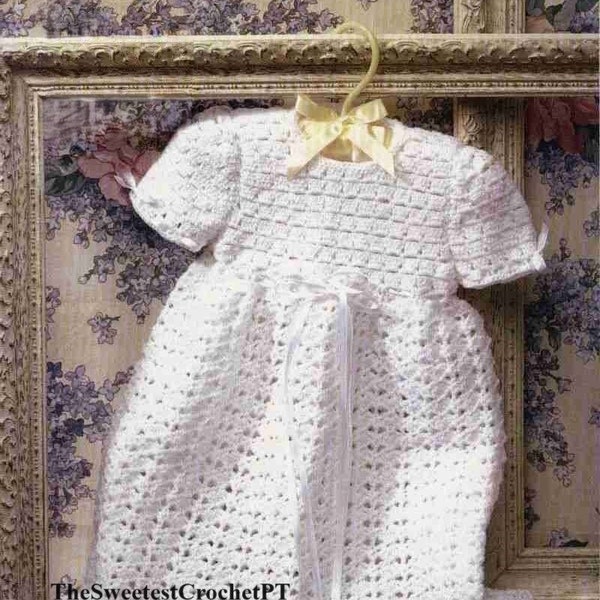 CHRISTENING Gown crochet pattern Baby christening crochet robe Lacy heirloom baptism dress 4 Sizes 0-12 months Instant download Pdf Vintage