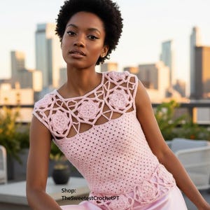 Women motifs crochet top pattern Hairpin lace summer blouse Crochet sweater pattern Open shell design Vintage 70s PDF INSTANT DOWNLOAD