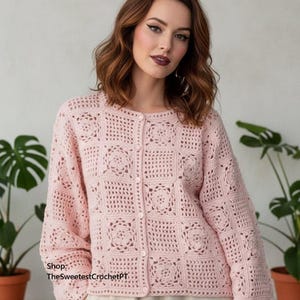 Granny squares jacket crochet pattern Women crochet cardigan Coat crochet pattern Vintage  90s pattern INSTANT DOWNLOAD PDF