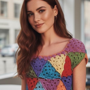 Granny triangle crochet pattern Triangle crochet top pattern Sport yarn 2 Sizes S-M Vintage 70s INSTANT DOWNLOAD PDF