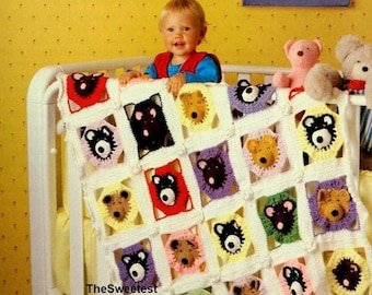 Teddy bear baby blanket crochet pattern Nursery Baby shower gift Size - 38" x 45" Worsted 10 ply yarn INSTANT DOWNLOAD PDF