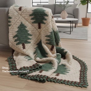 INSTANT DOWNLOAD PDF Christmas tree crochet squares blanket pattern Afghan crochet patterns Quilt pattern Crochet home decor Vintage