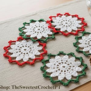 Christmas coaster crochet pattern Holidays table decor DIY Crochet Christmas Thread No 10 Vintage 90s INSTANT DOWNLOAD Pdf