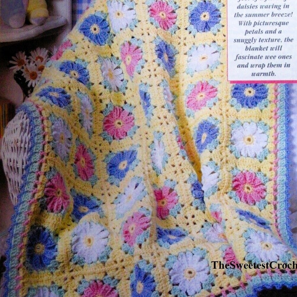 Baby blanket crochet pattern Crochet daisy afghan Flower blanket pattern Daisy blanket Sport yarn INSTANT DOWNLOAD