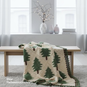 INSTANT DOWNLOAD PDF Christmas tree crochet squares blanket pattern Afghan crochet patterns Quilt pattern Crochet home decor Vintage image 2
