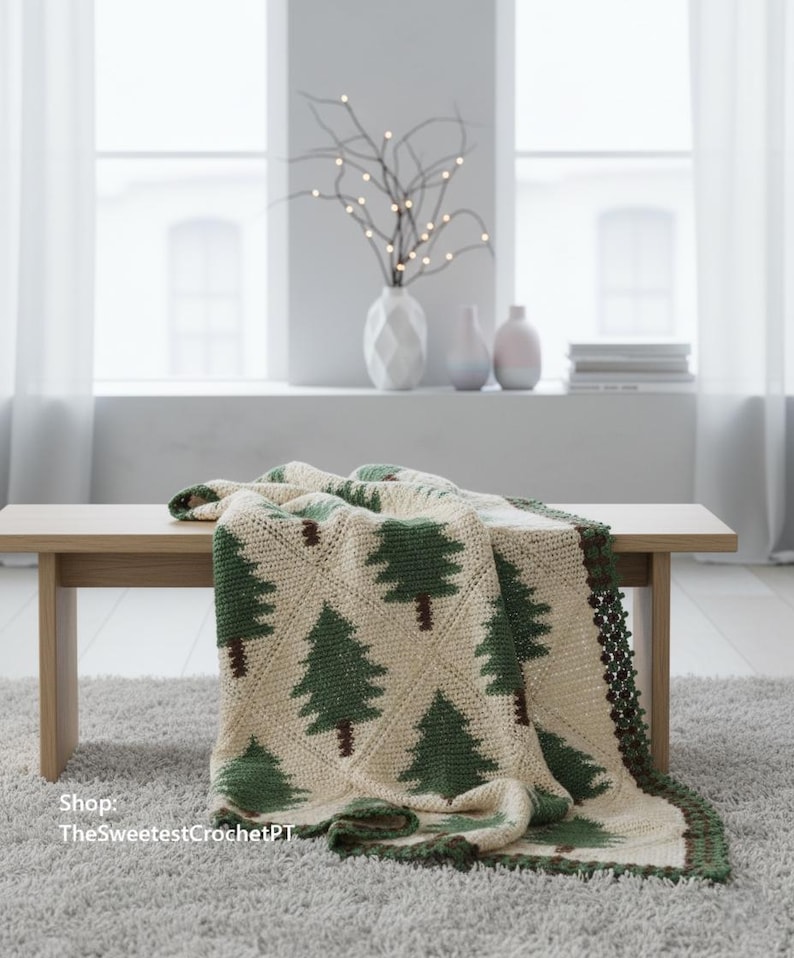 INSTANT DOWNLOAD PDF Christmas tree crochet squares blanket pattern Afghan crochet patterns Quilt pattern Crochet home decor Vintage image 2