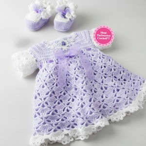 Crochet baby dress pattern Girls lacy crochet dress and Booties Baby crochet pattern Size: 6-12 months INSTANT DOWNLOAD PDF