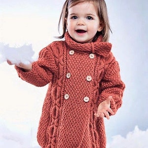 INSTANT DOWNLOAD PDF Baby girl cable coat knitting pattern Cardigan Jacket Matinee Baby Toddler knitting pattern 6, 12, 18 and 24 months