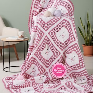 Granny square cat blanket crochet pattern Afghan crochet patterns Quilt pattern Crochet home decor Vintage INSTANT DOWNLOAD PDF