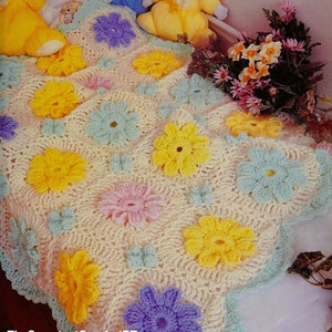 Baby blanket crochet pattern Crochet flower blanket Flower afghan pattern Worsted yarn Size: 40inches Vintage 90 INSTANT DOWNLOAD PDF