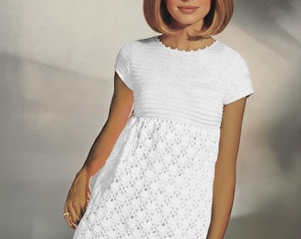 Knitting and crochet dress pattern Womens summer dress Vintage 70's 2 Sizes 32-38in bust DK 8 ply yarn INSTANT DOWNLOAD Pdf