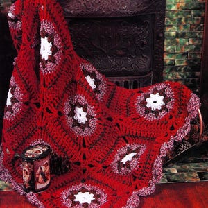 6 hours Christmas blanket crochet pattern Granny squares Afghan Throw Xmas gift Home decor DIY Worsted yarn Vintage 90s INSTANT DOWNLOAD pdf