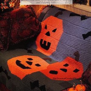 Halloween blanket crochet pattern Halloween crochet afghan Home decor DIY Worsted yarn INSTANT DOWNLOAD Pdf Vintage 90s