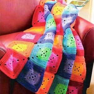 Granny square crochet pattern Easy afghan crochet pattern Quilt Throw Crochet home decor Worsted 10 ply yarn 45x49" INSTANT DOWNLOAD PDF