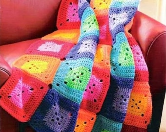 Granny square crochet pattern Easy afghan crochet pattern Quilt Throw Crochet home decor Worsted 10 ply yarn 45x49" INSTANT DOWNLOAD PDF